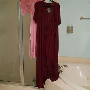 HIGH SLIT MAROON WRAP MAXI DRESS